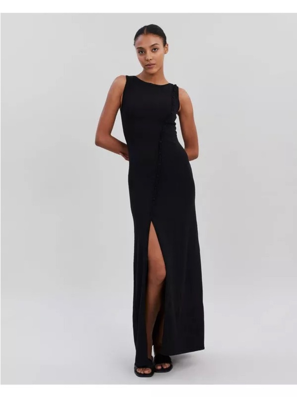 Solid & Striped Mika in noir  Sleeveless Black Maxi Dress with Front Slit XS